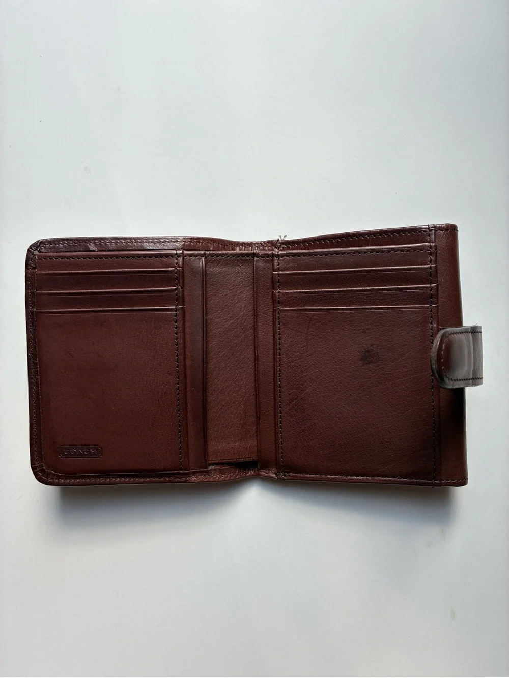 Coach Dark Brown Smooth Leather Square Wallet